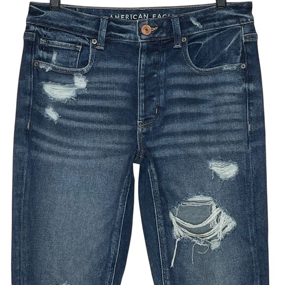 American Eagle Tomgirl Distressed Jeans Size 6 Short Stretch Button Fly AEO 6S - Picture 3 of 9